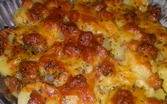 Batatas gratinadas com bacon