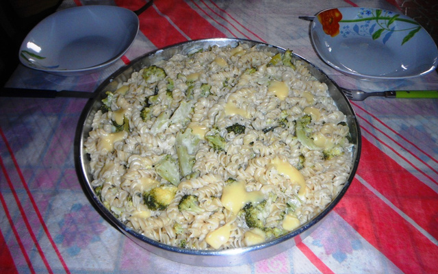 Macarrão com brócolis e molho branco