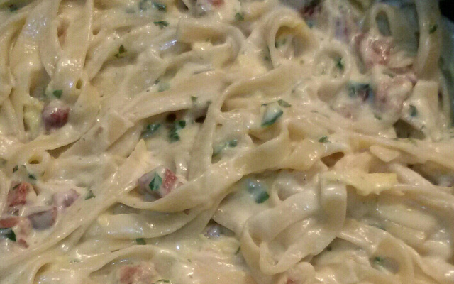 Talharim à carbonara para casal