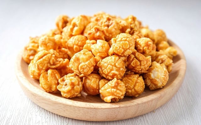 Pipoca doce caramelizada feita com milho mushroom