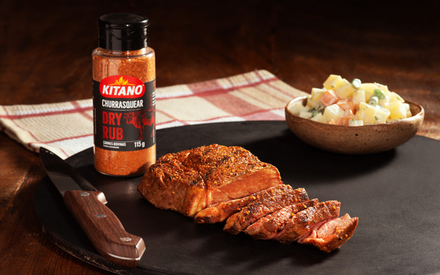 Bife ancho com dry rub bovino com maionese de batata 