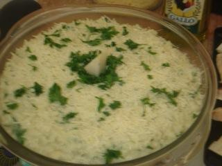 Risoto de gorgonzola com nozes e tiras de carne
