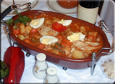 Bacalhau com grão-de-bico ao forno