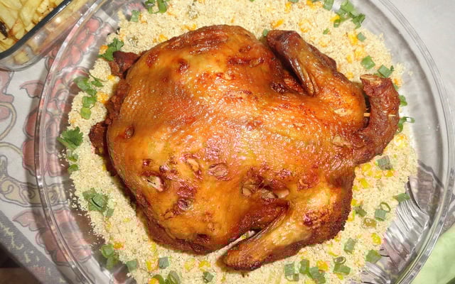 Frango assado na panela de pressão