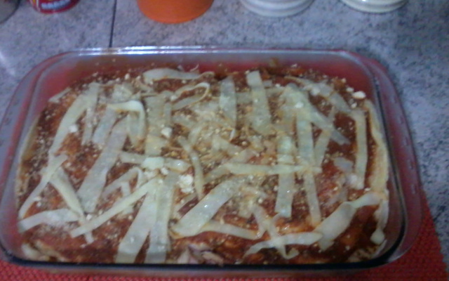 Lasanha de frango com massa de panqueca