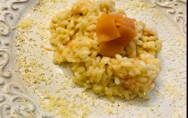 Risoto de salmão defumado