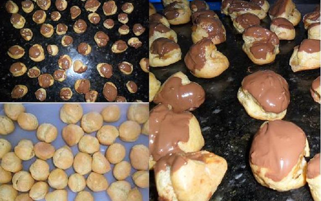 Carolina ou bomba de doce de leite com chocolate