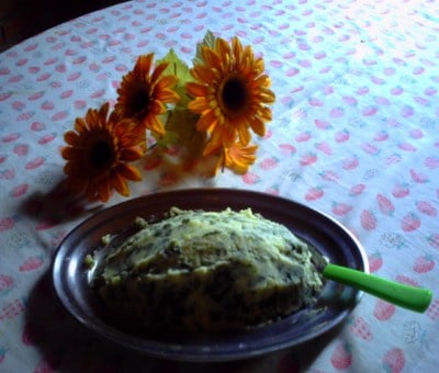 Purê de batatas com espinafre