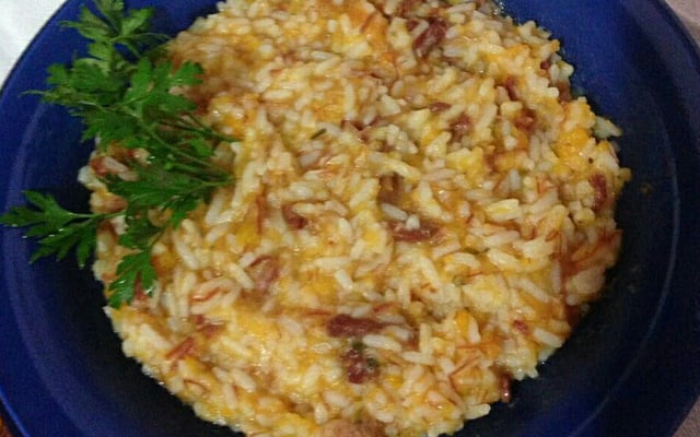 Risoto de carne seca com abóbora