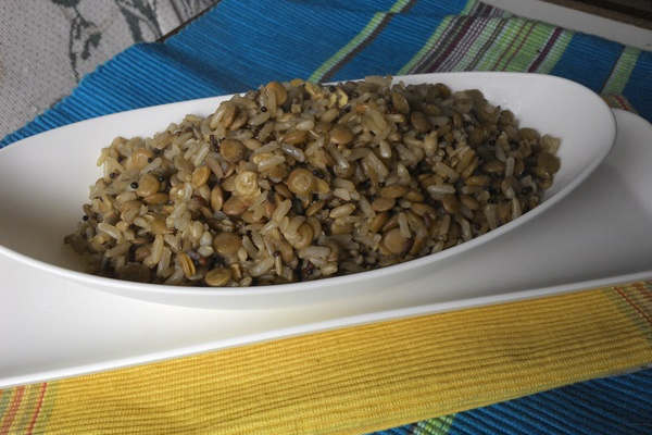 Arroz integral com lentilhas