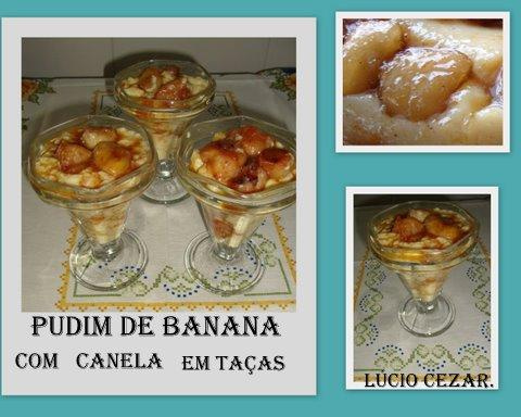 Pudim de banana com canela em taças