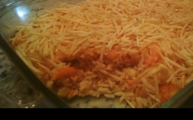 Risoto de camarão com queijo coalho e cream cheese