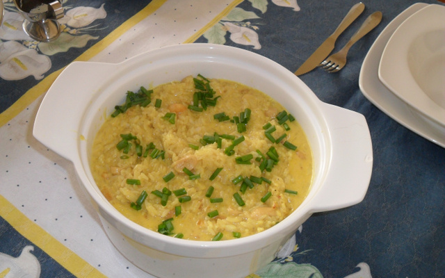 Arroz cremoso de camarão