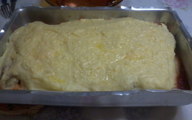 Bife à parmegiana com purê de batata