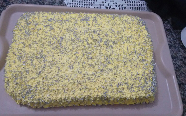 Bolo de aniversário de pêssego