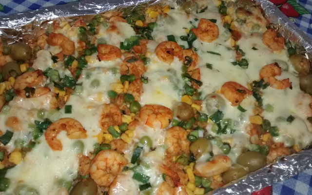 Arroz de camarão ao forno