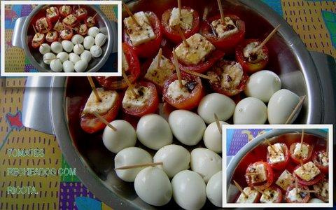 Tomatinhos recheados com ricota temperada