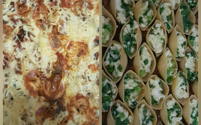 Conchinhas recheadas com molho de berinjela