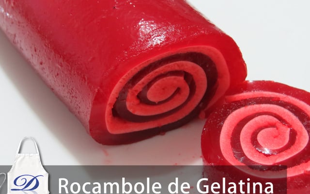 Rocambole de gelatina com marshmallow