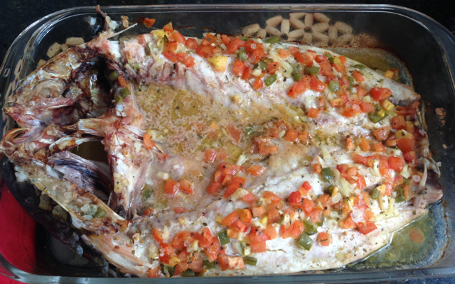 Tainha espalmada no forno