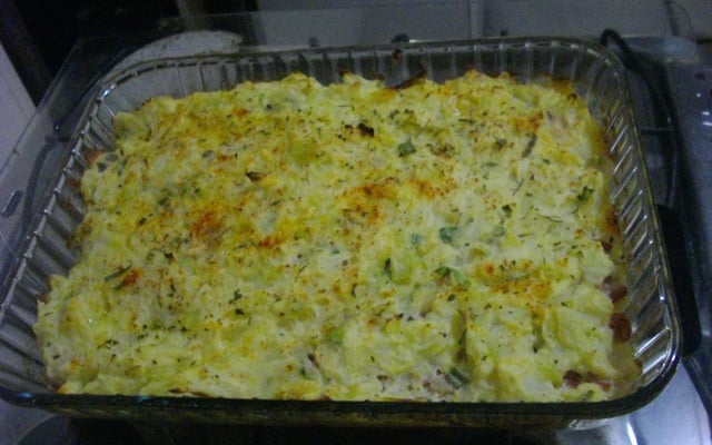 Purê de batata com repolho ao forno