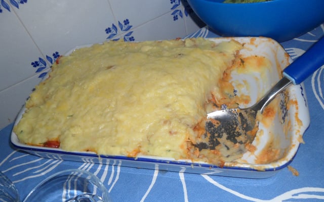 Purê de batata com carne moída