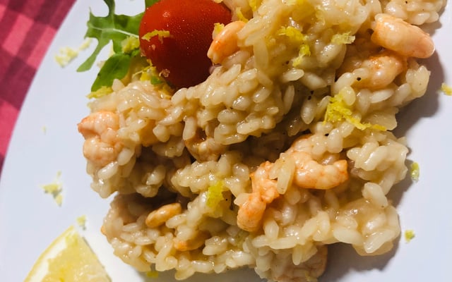 Risoto de camarão com limão siciliano Gran JM