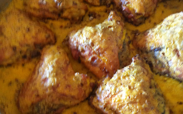 Frango assado com creme de milho