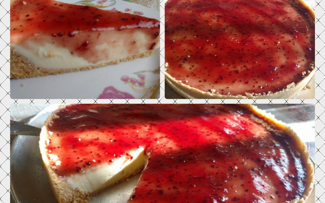 Torta de leite em pó com amora