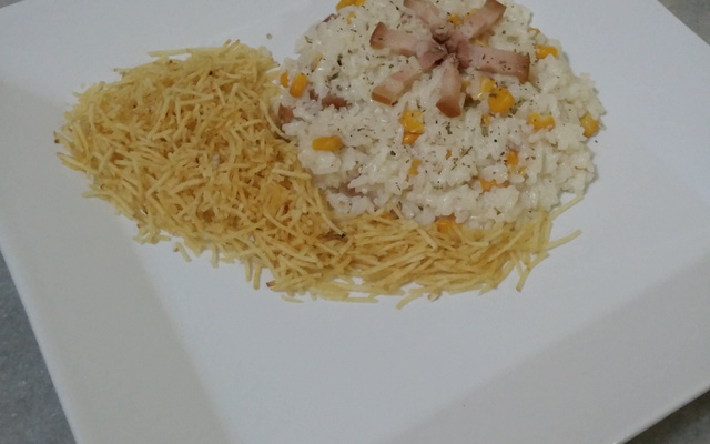 Arroz cremoso com bacon