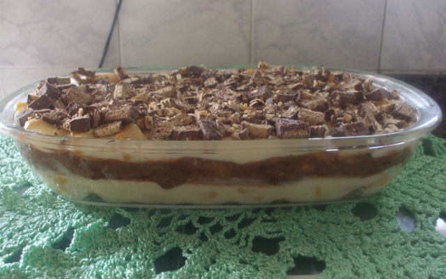 Pavê de pêssego com chocolate