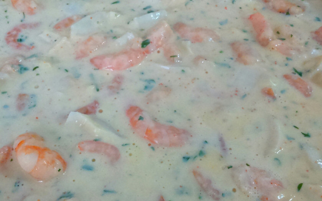 Camarão ao creme de palmito e requeijão