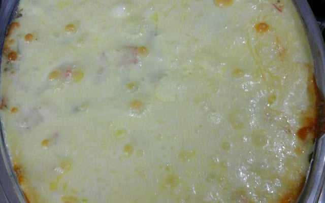 Legumes gratinados com creme de queijo