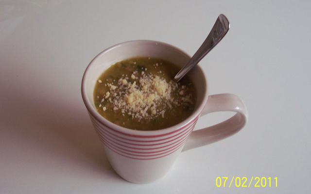 Caldinho cremoso de mandioquinha e carne moída