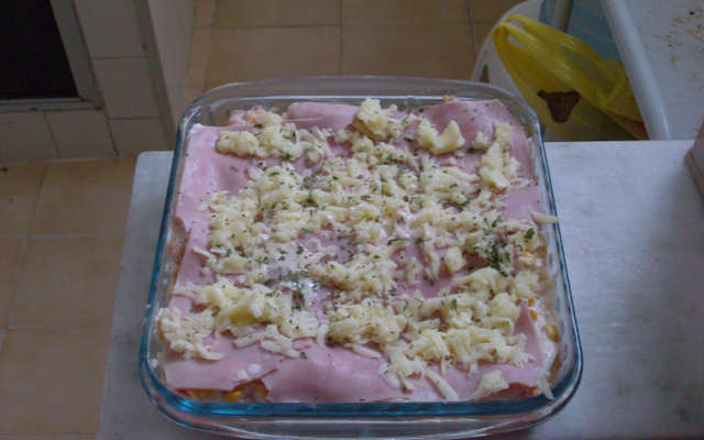 Lasanha de camarão com requeijão