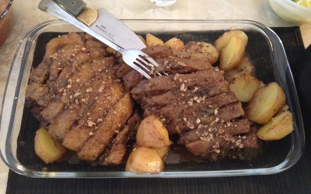 Picanha de forno com batatas