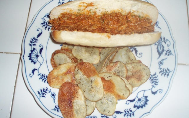 Carne de porco desfiada para sanduíche