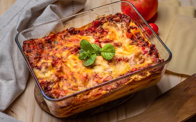 Lasanha com massa de pastel