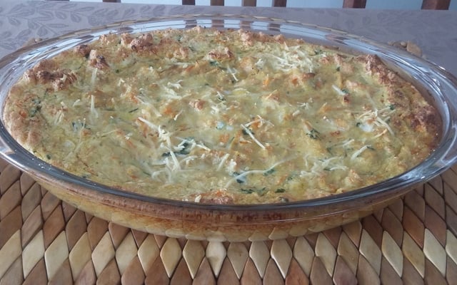 Souflé de frango com xuxu e cenoura