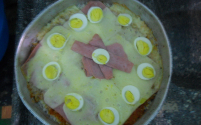 Arroz de forno com mussarela e presunto