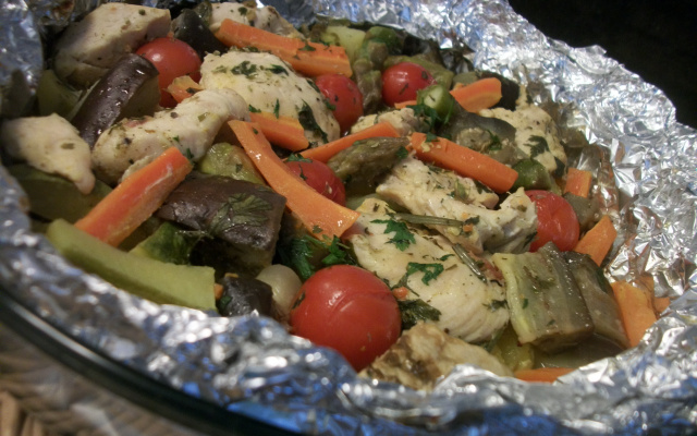 Papelote de frango com legumes