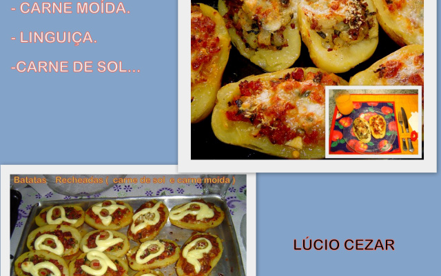 Batatas recheadas com moqueca de camarão