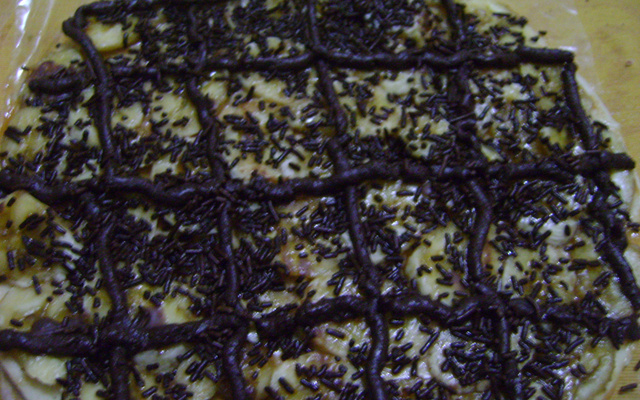 Pizza de chocolate e banana