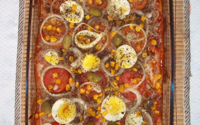 Pizza portuguesa de pão de forma