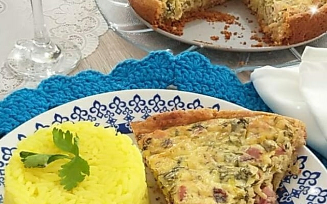 Quiche de alho poró com bacon