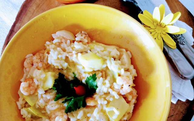 Risoto de camarão com abobrinha da Iris