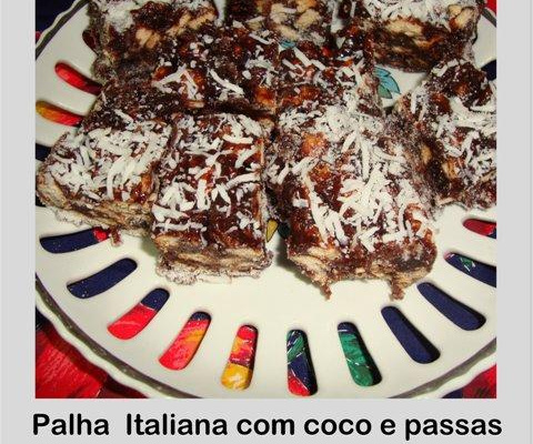Palha italiana com coco e passas