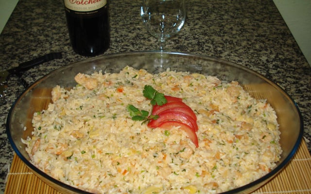 Risoto de camarão ao leite de coco