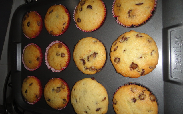 Muffins de baunilha e chocolate