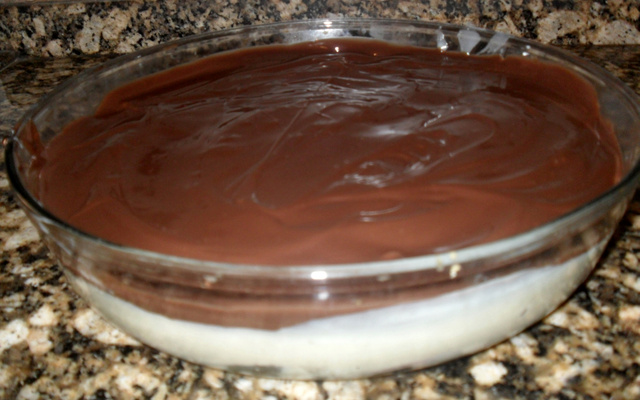 Sobremesa de maçã com iogurte de chocolate